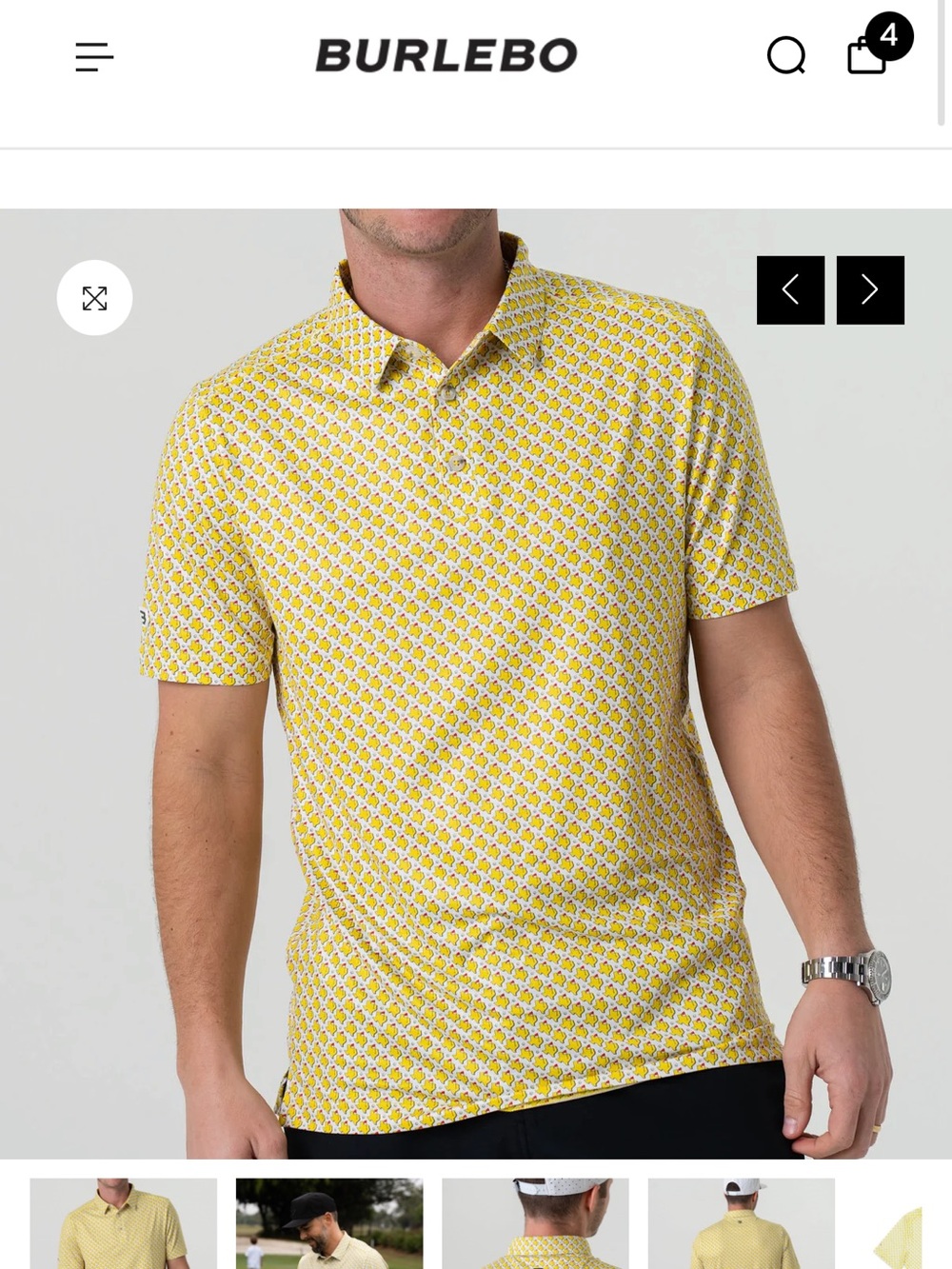 BURLEBO Men's Yellow Geometric Print Polo Shirt